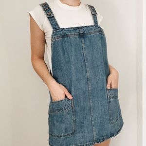Mango Denim Overall Mini Dress